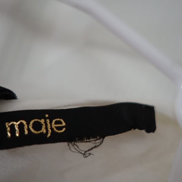 Maje White Two Tier Floral Top with Velvet black ribbon - Picture 3 of 5